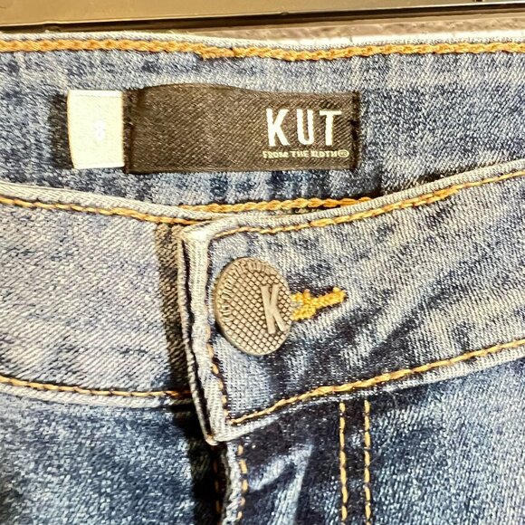 Kut From The Kloth Womens Blue Distressed Skinny Jeans Mid Rise 32X30 - Picture 5 of 7